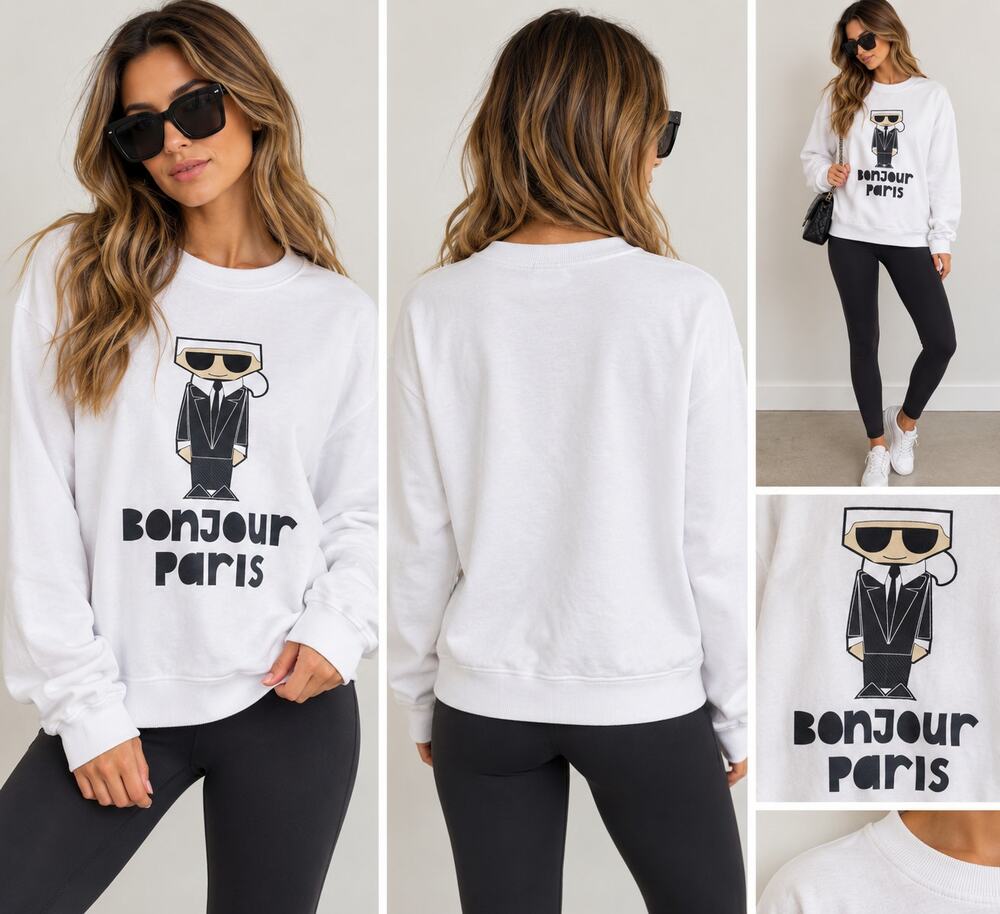 Karl Lagerfeld Paris “Bonjour Paris” Graphic Sweatshirt – Size L